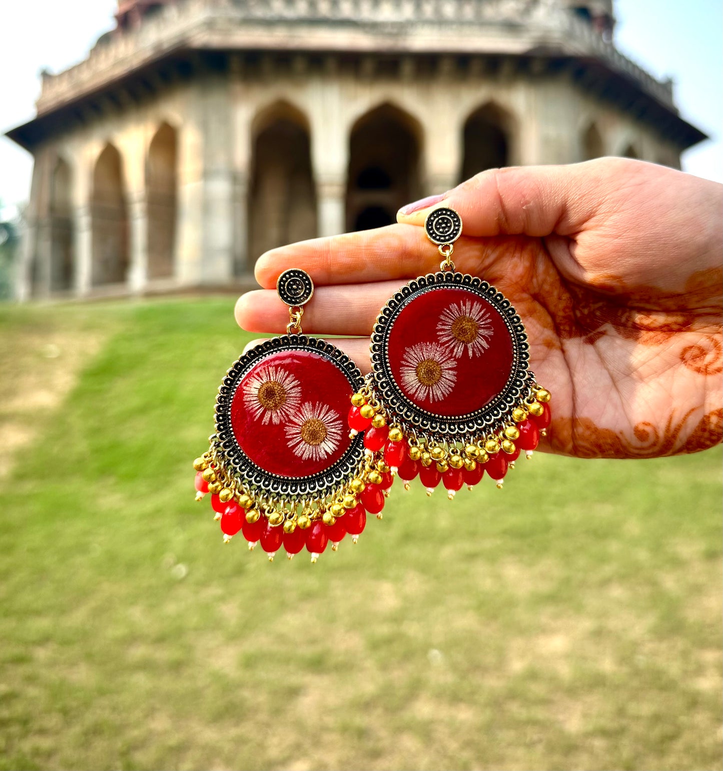 Crimson Dawn Jhumka